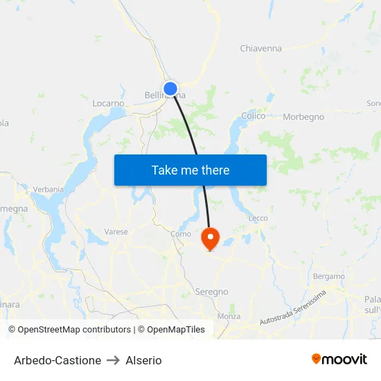 Arbedo-Castione to Alserio map