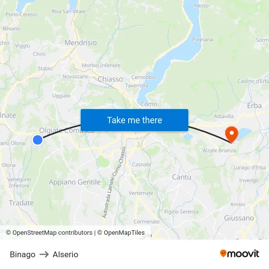 Binago to Alserio map