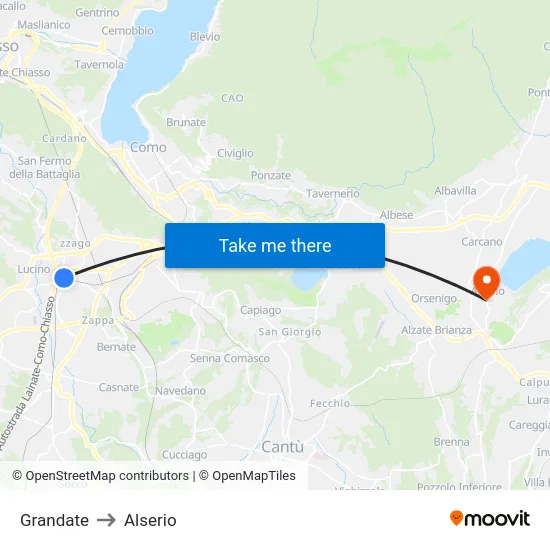 Grandate to Alserio map