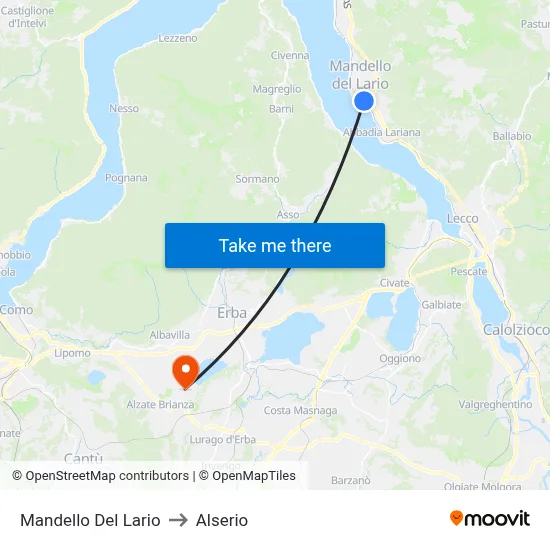 Mandello Del Lario to Alserio map