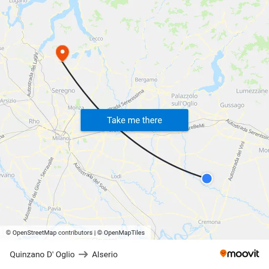 Quinzano D' Oglio to Alserio map
