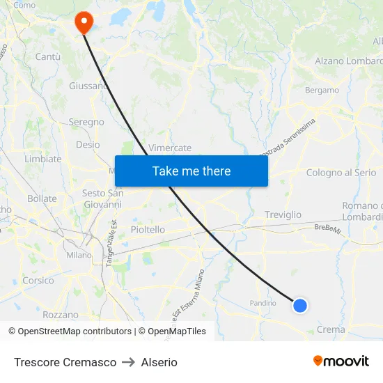 Trescore Cremasco to Alserio map
