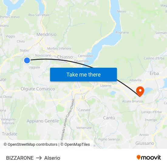 BIZZARONE to Alserio map