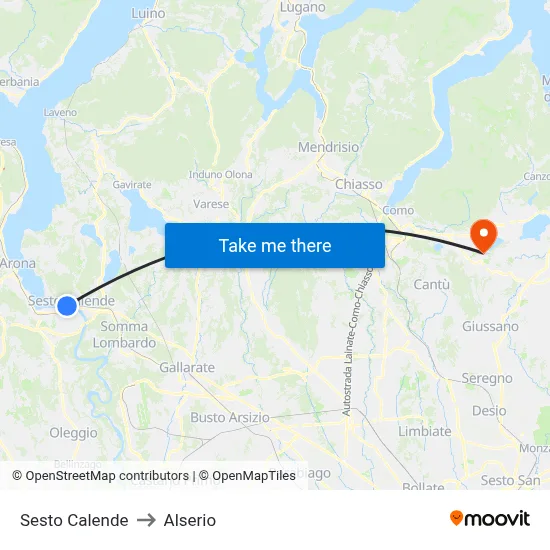 Sesto Calende to Alserio map