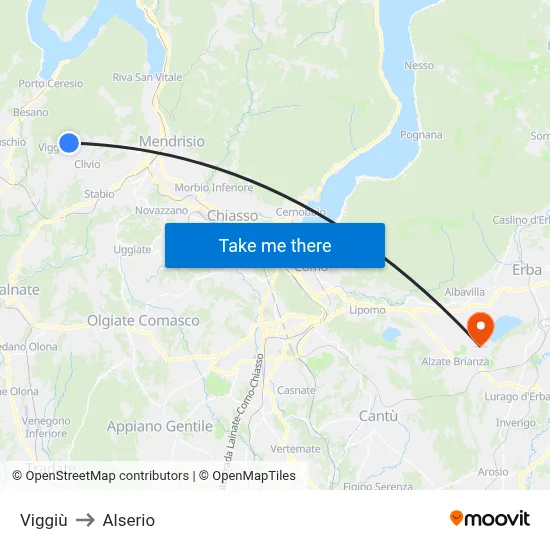 Viggiù to Alserio map