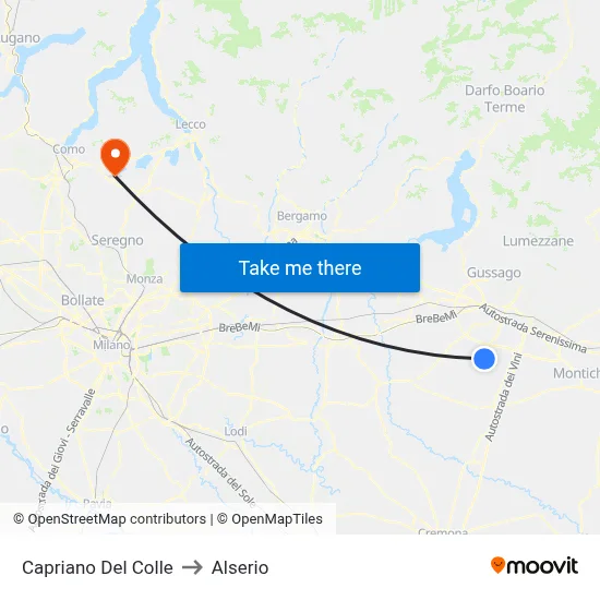 Capriano Del Colle to Alserio map