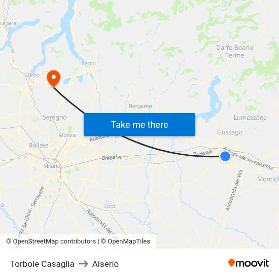 Torbole Casaglia to Alserio map