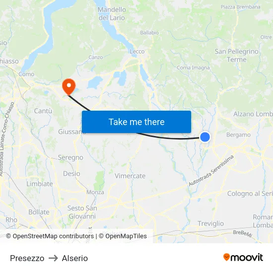 Presezzo to Alserio map