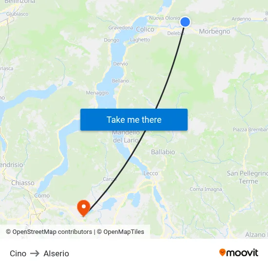 Cino to Alserio map