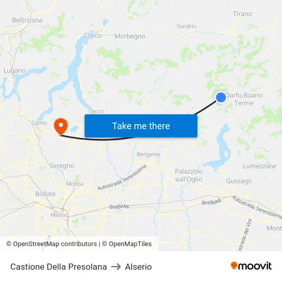 Castione Della Presolana to Alserio map