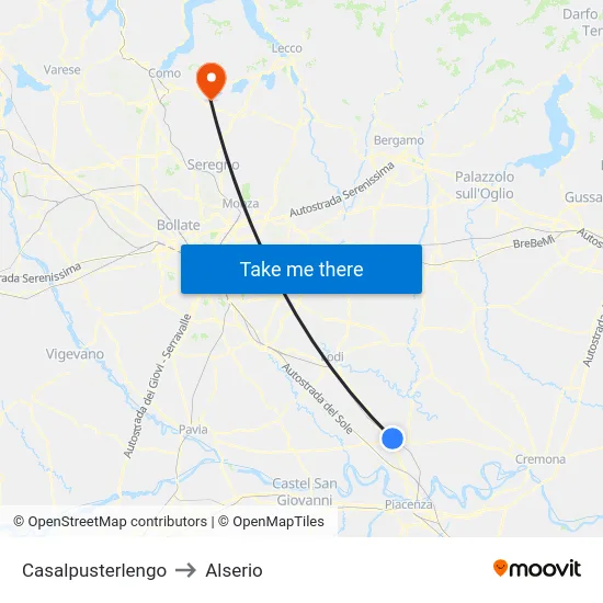 Casalpusterlengo to Alserio map
