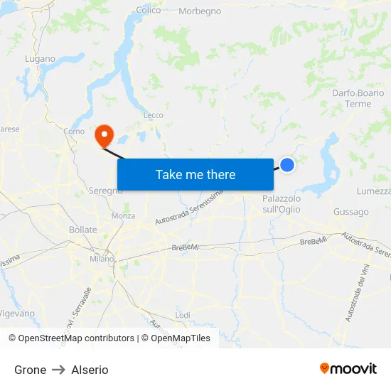 Grone to Alserio map