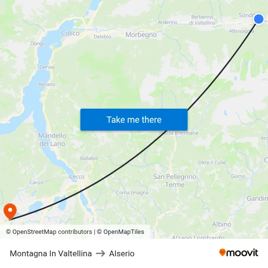 Montagna In Valtellina to Alserio map