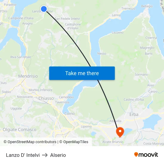 Lanzo d'Intelvi to Alserio map