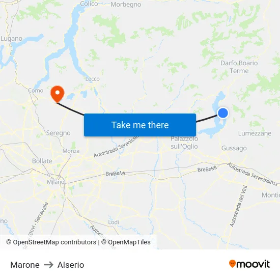 Marone to Alserio map
