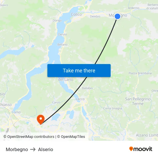 Morbegno to Alserio map