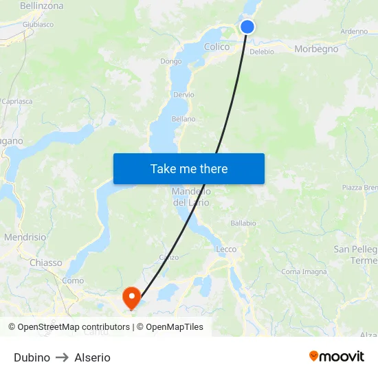 Dubino to Alserio map