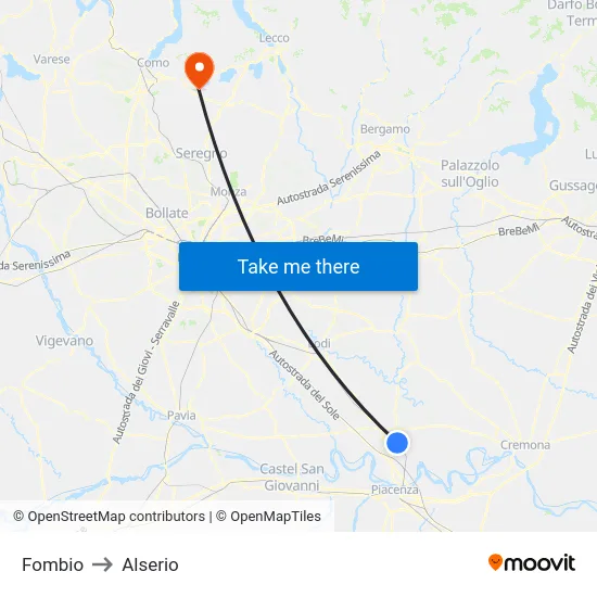 Fombio to Alserio map