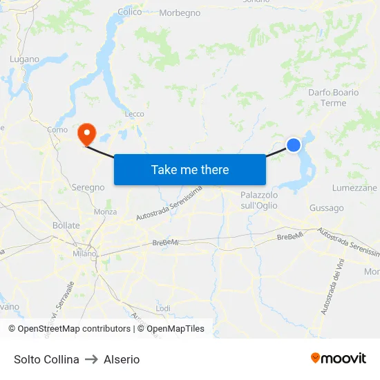 Solto Collina to Alserio map