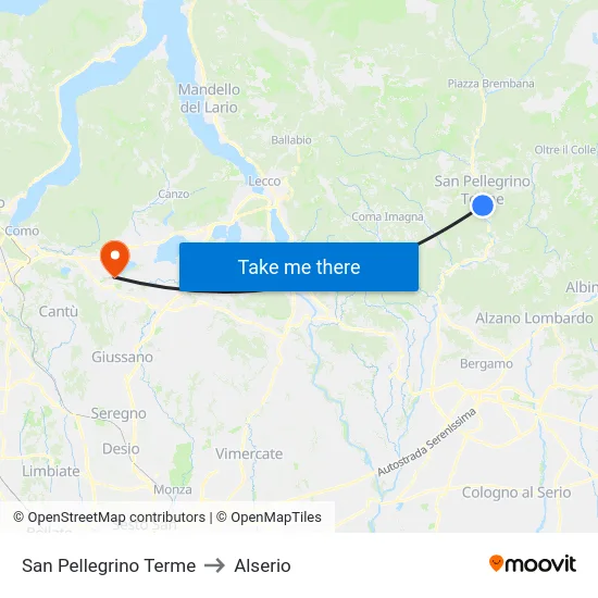San Pellegrino Terme to Alserio map
