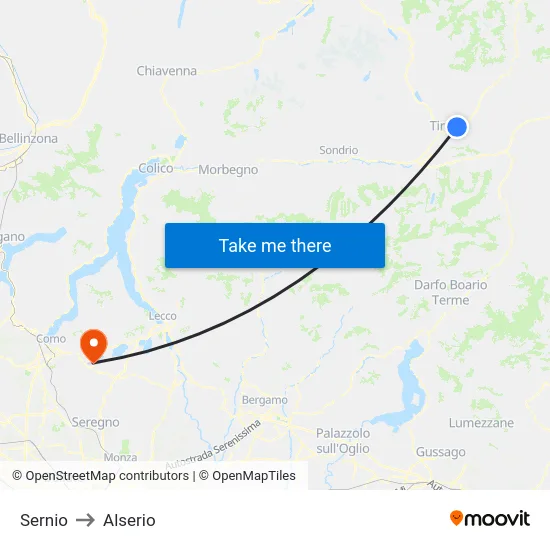 Sernio to Alserio map
