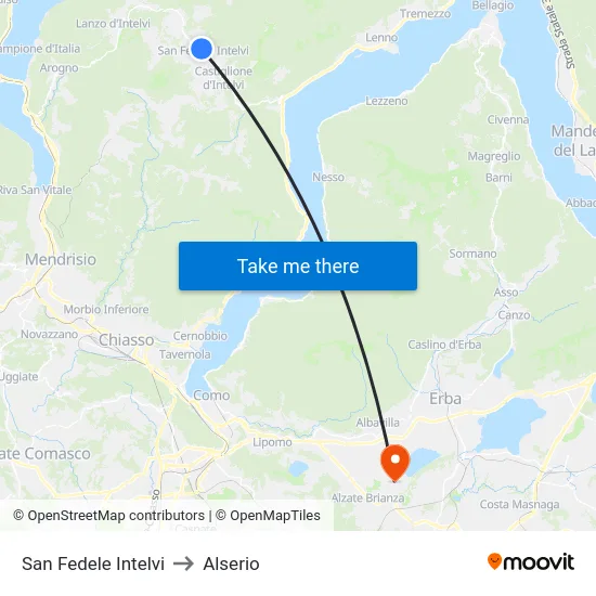 San Fedele Intelvi to Alserio map