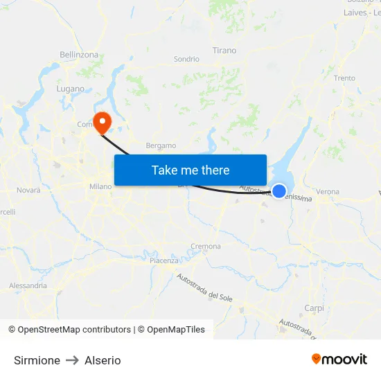 Sirmione to Alserio map