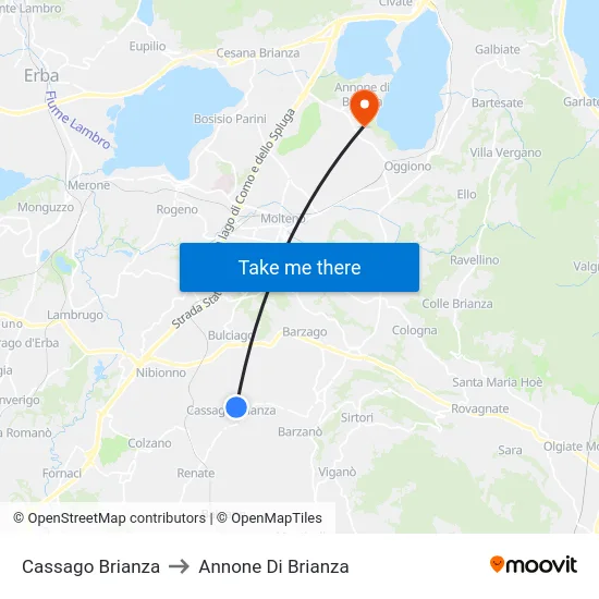 Cassago Brianza to Annone Di Brianza map