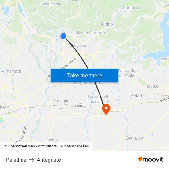 Paladina to Antegnate map