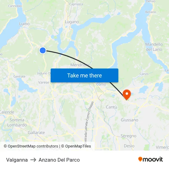 Valganna to Anzano Del Parco map