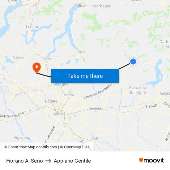 Fiorano Al Serio to Appiano Gentile map