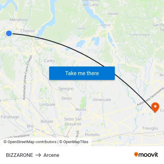 BIZZARONE to Arcene map