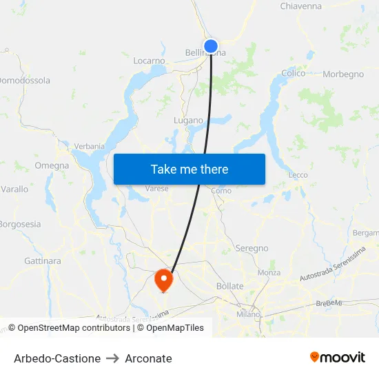 Arbedo-Castione to Arconate map