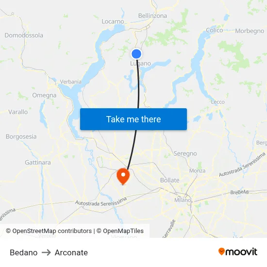 Bedano to Arconate map
