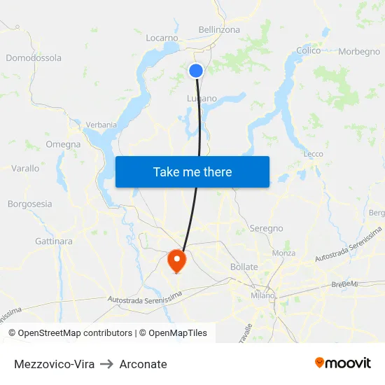 Mezzovico-Vira to Arconate map