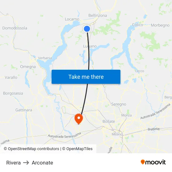 Rivera to Arconate map