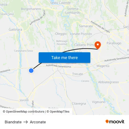 Biandrate to Arconate map