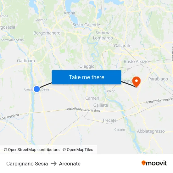 Carpignano Sesia to Arconate map