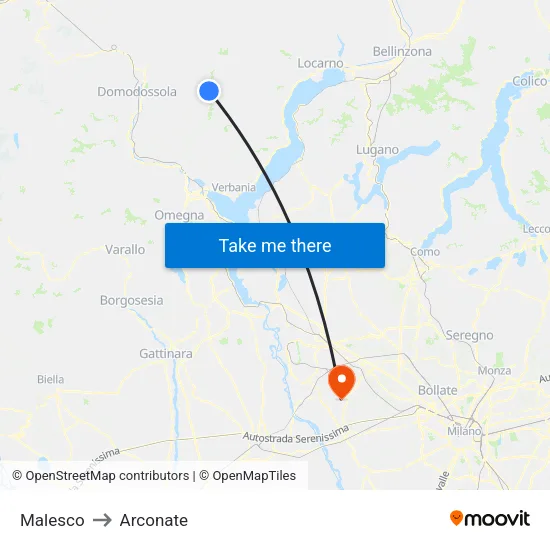 Malesco to Arconate map