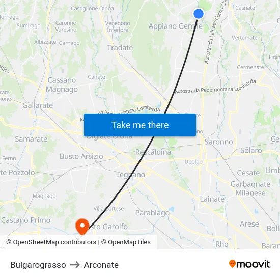 Bulgarograsso to Arconate map