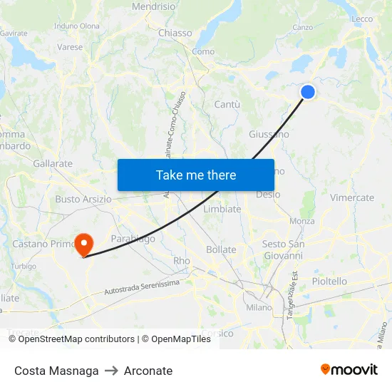 Costa Masnaga to Arconate map