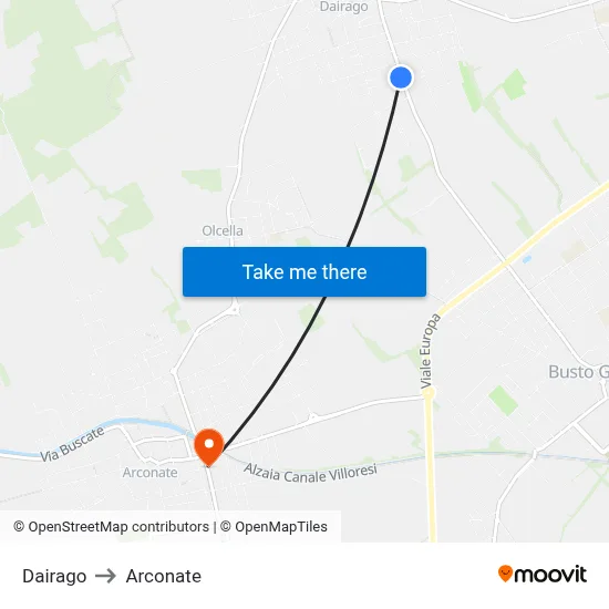 Dairago to Arconate map