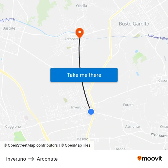 Inveruno to Arconate map