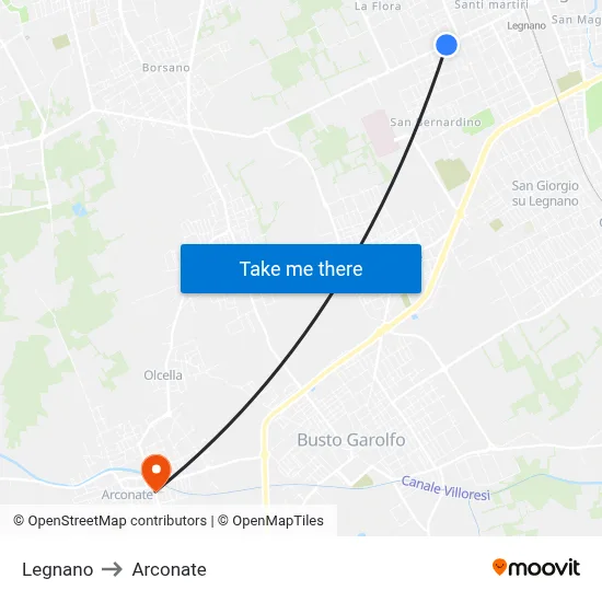 Legnano to Arconate map
