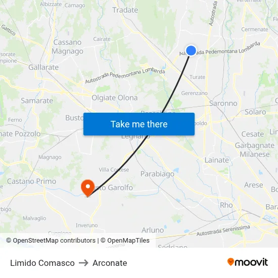 Limido Comasco to Arconate map