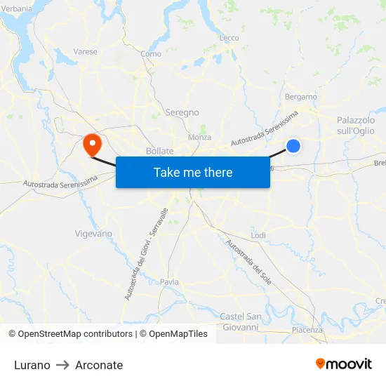 Lurano to Arconate map