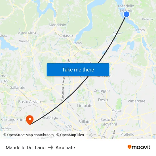 Mandello Del Lario to Arconate map