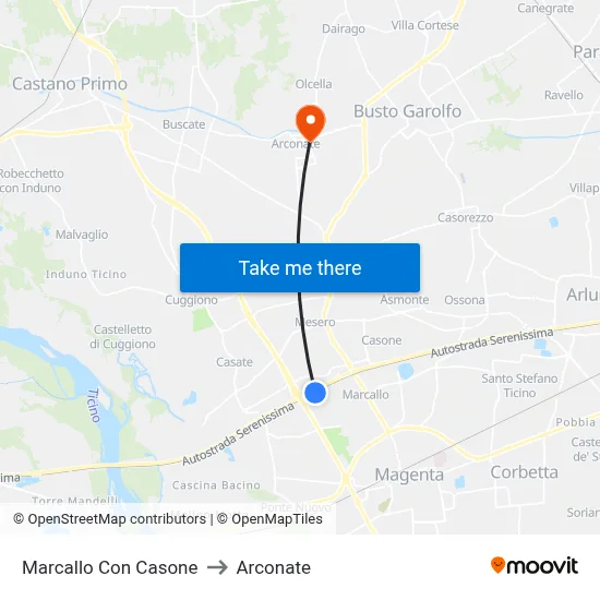 Marcallo Con Casone to Arconate map
