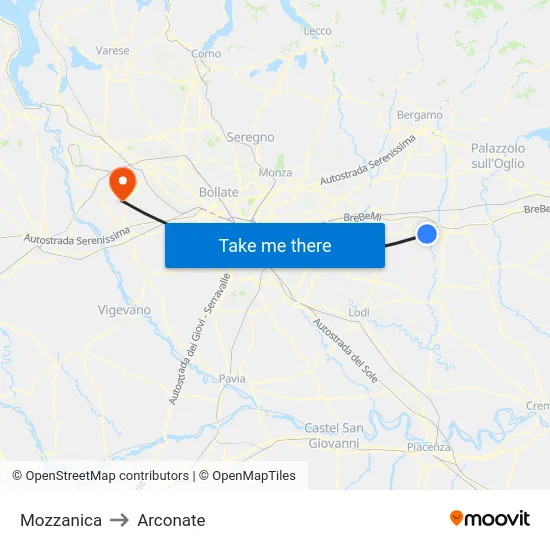 Mozzanica to Arconate map