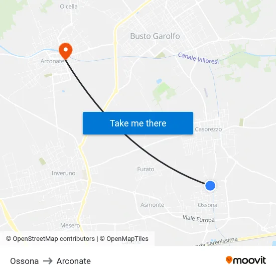 Ossona to Arconate map